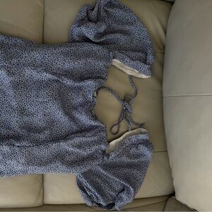 Abercrombie & Fitch White and Blue Floral Top